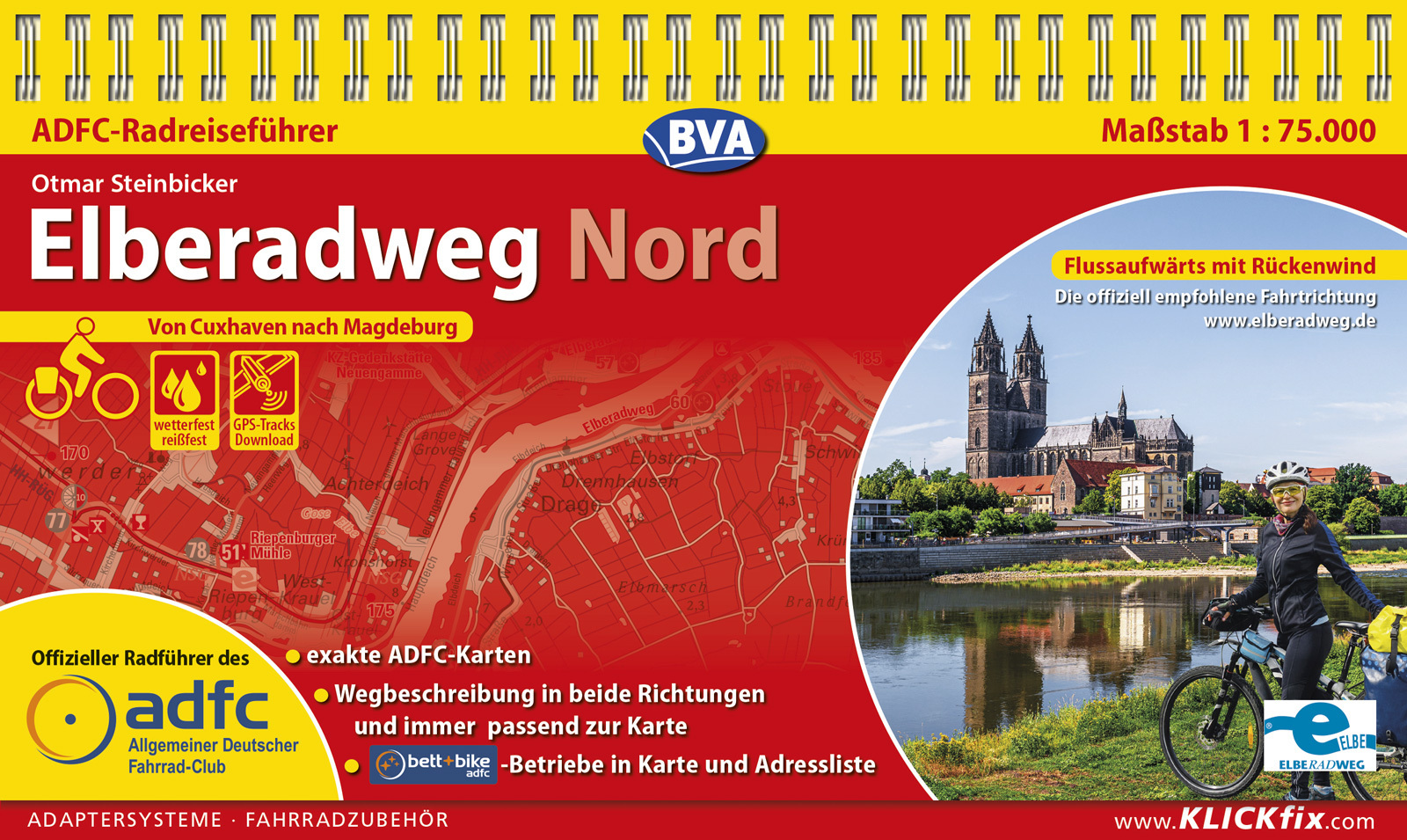 ADFC-Radreiseführer Elberadweg Nord 1:75.000 praktische Spiralbindung, reiß- und wetterfest, GPS-Tracks Download main product photo