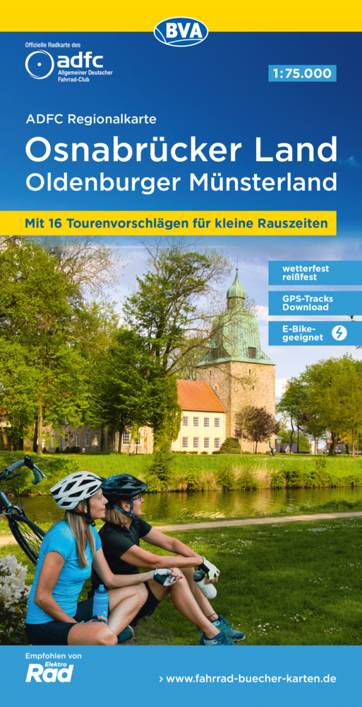 ADFC-Regionalkarte Osnabrücker Land /Oldenburger Münsterland, 1:75.000, mit Tagestourenvorschlägen, reiß- und wetterfest, E-Bike-geeignet, mit Knotenpunkten, GPS-Tracks Download main product photo