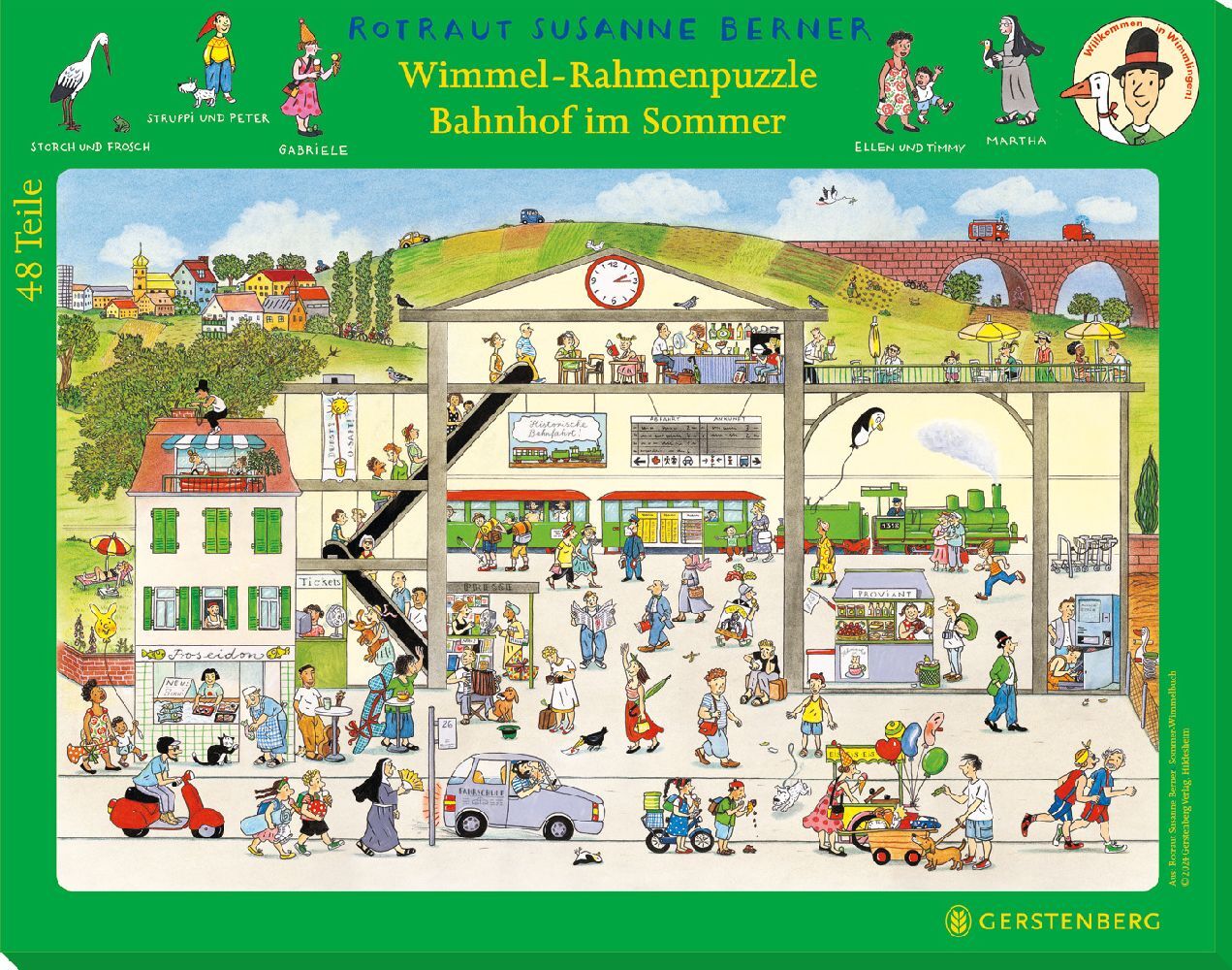 Wimmel-Rahmenpuzzle Sommer Motiv Bahnhof main product photo