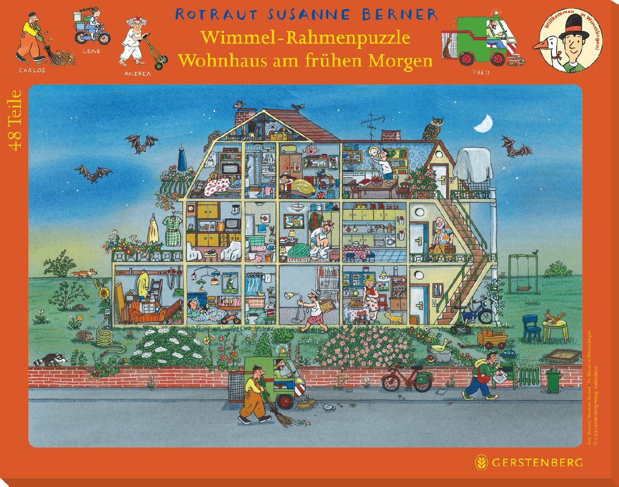 Wimmel-Rahmenpuzzle Zu Hause in Wimmlingen Motiv Morgendämmerung main product photo