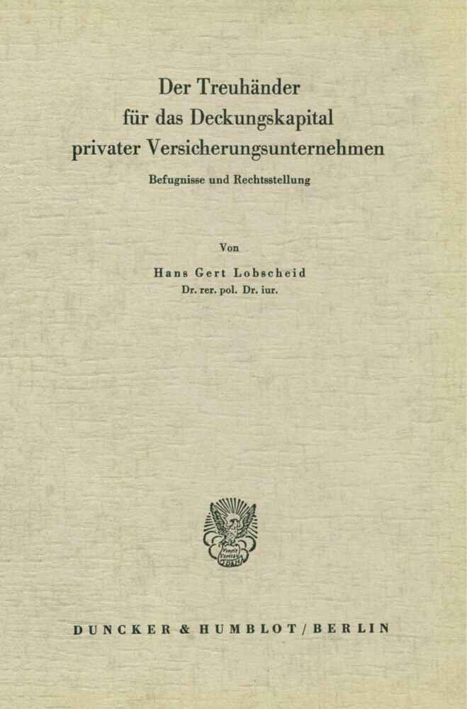 Der Treuhänder für das Deckungskapital privater Versicherungsunternehmen. main product photo