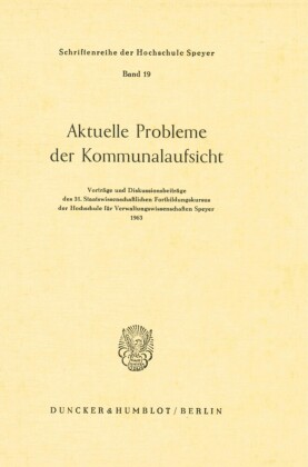 Aktuelle Probleme der Kommunalaufsicht.