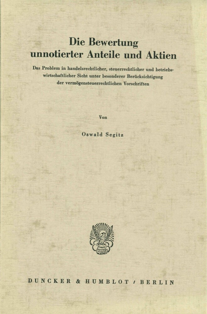 Die Bewertung unnotierter Anteile und Aktien. main product photo
