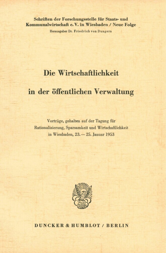 Die Wirtschaftlichkeit in der öffentlichen Verwaltung. main product photo