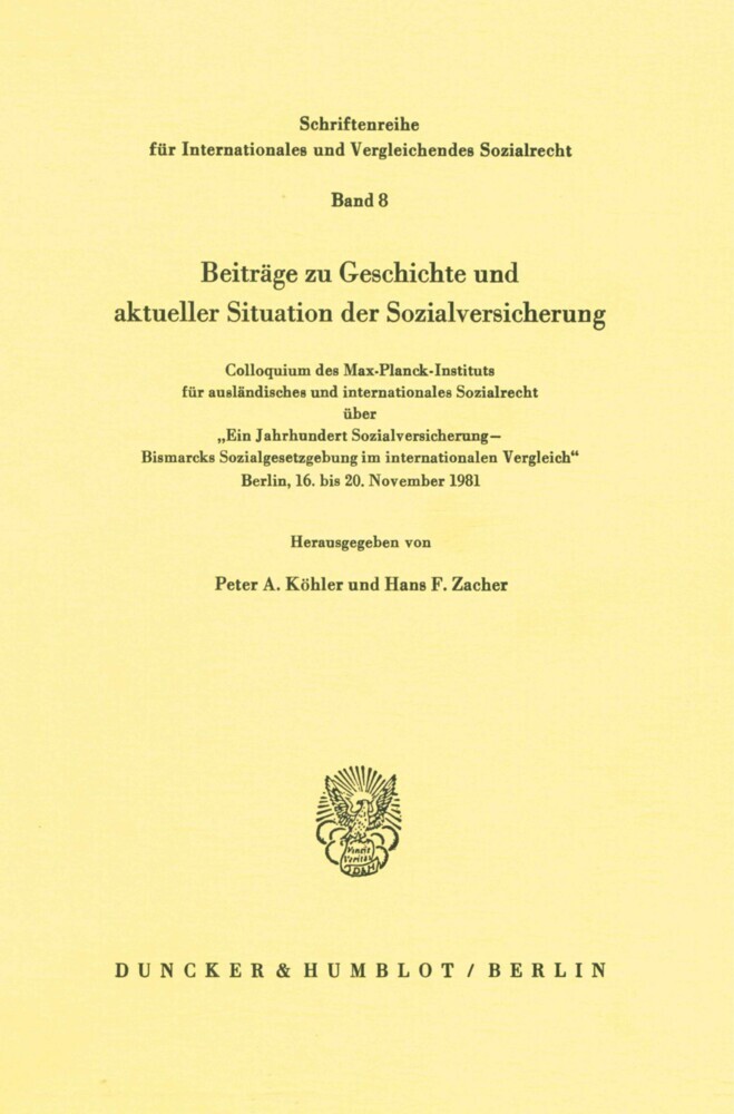 Beiträge zu Geschichte und aktueller Situation der Sozialversicherung. main product photo