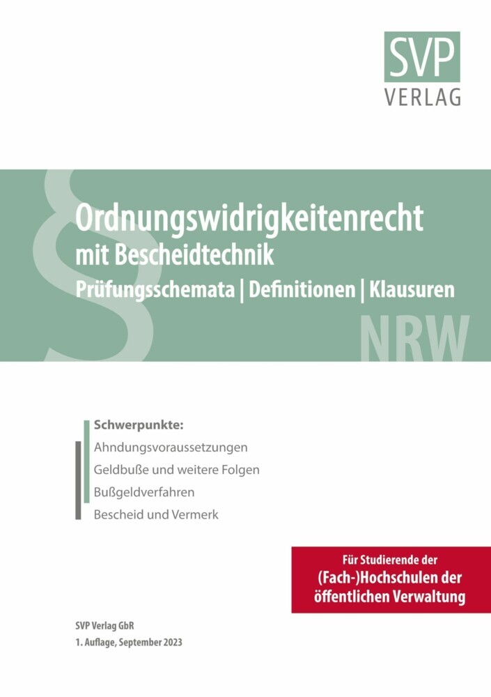 Ordnungswidrigkeitenrecht mit Bescheidtechnik main product photo