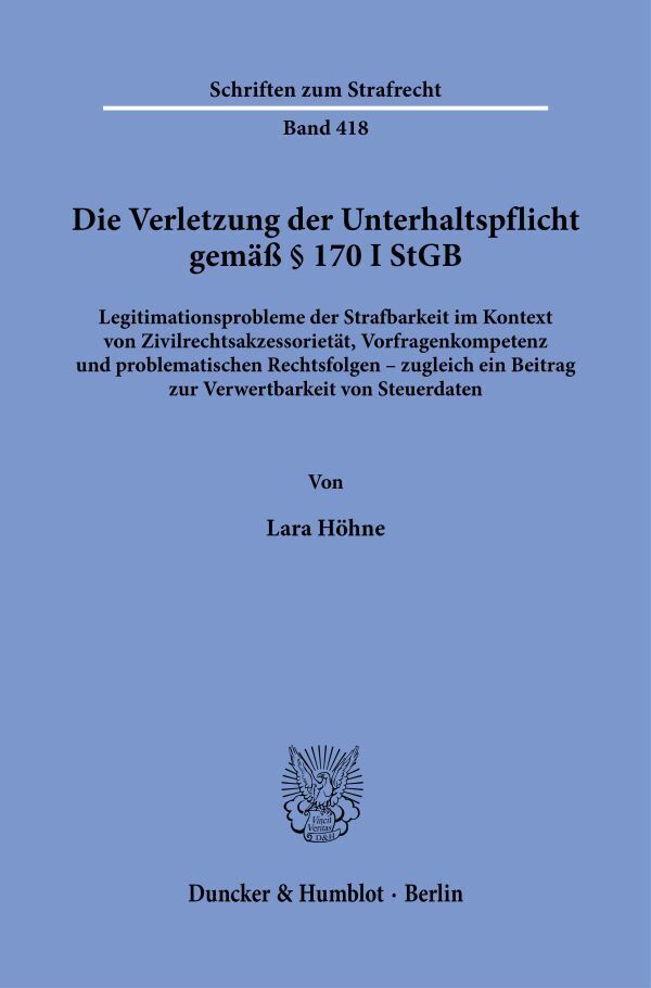 Die Verletzung der Unterhaltspflicht gemäß § 170 I StGB. main product photo