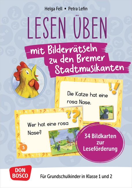 Lesen üben mit Bilderrätseln zu den Bremer Stadtmusikanten. 34 Bildkarten zur Leseförderung main product photo