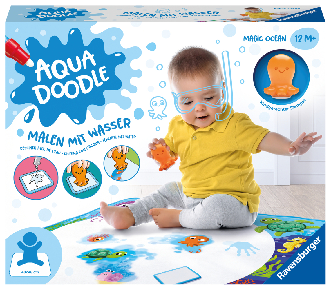 Ravensburger 4568 Aquadoodle Magic Ocean - Fleckenfreies Stempeln und Entdecken mit Wasser - Stempelset mit magischer Stoffmatte für Babys ab 1 Jahr main product photo