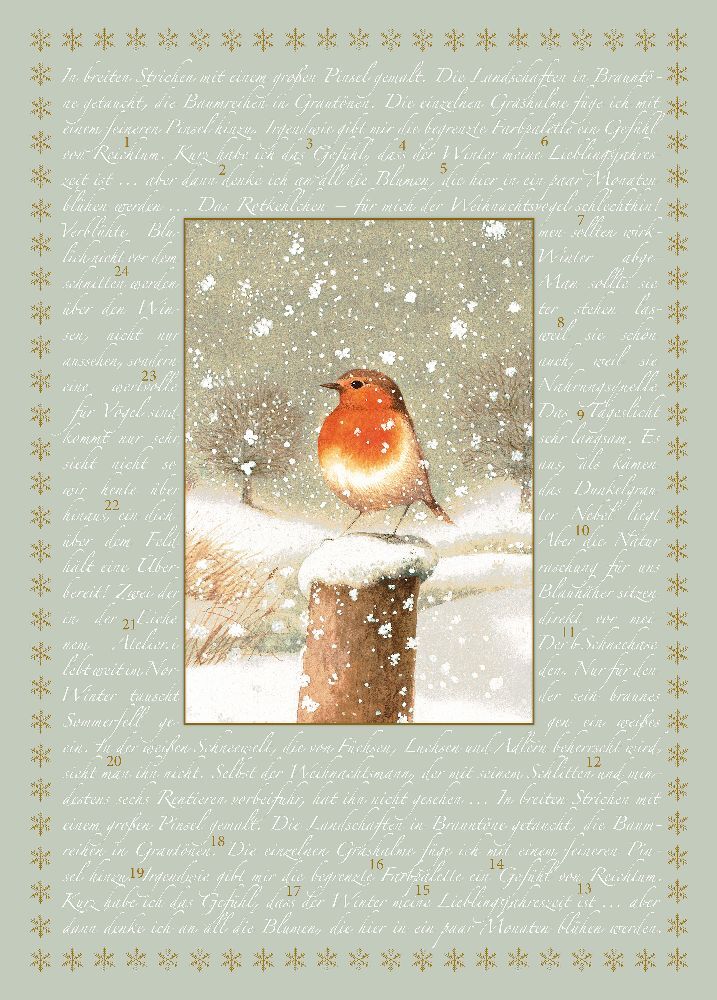 A4-Wand-Adventskalender - Marjoleins Rotkehlchen main product photo
