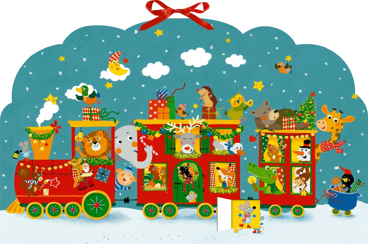 Memo-Adventskalender - Bunte Weihnachtseisenbahn der Tiere main product photo