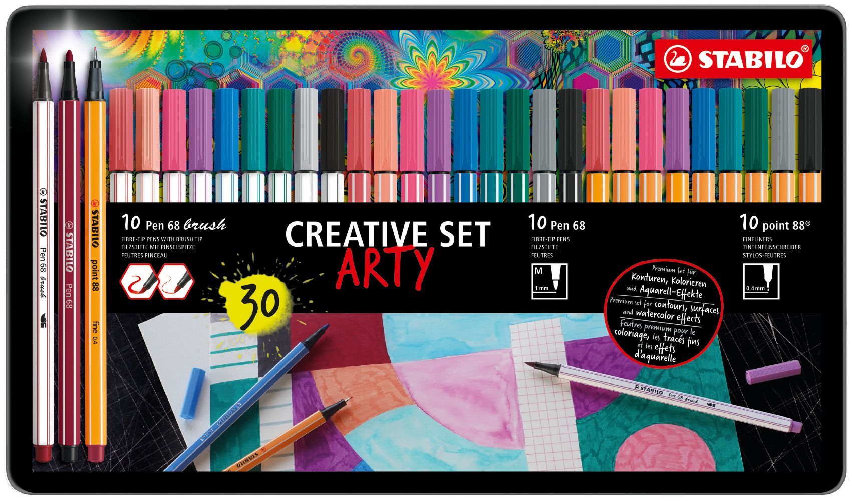STABILO ARTY" Kreativ 30er Metalletui (Pen 68/point 88/Pen 68 brush) main product photo