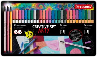 STABILO ARTY" Kreativ 30er Metalletui (Pen 68/point 88/Pen 68 brush)