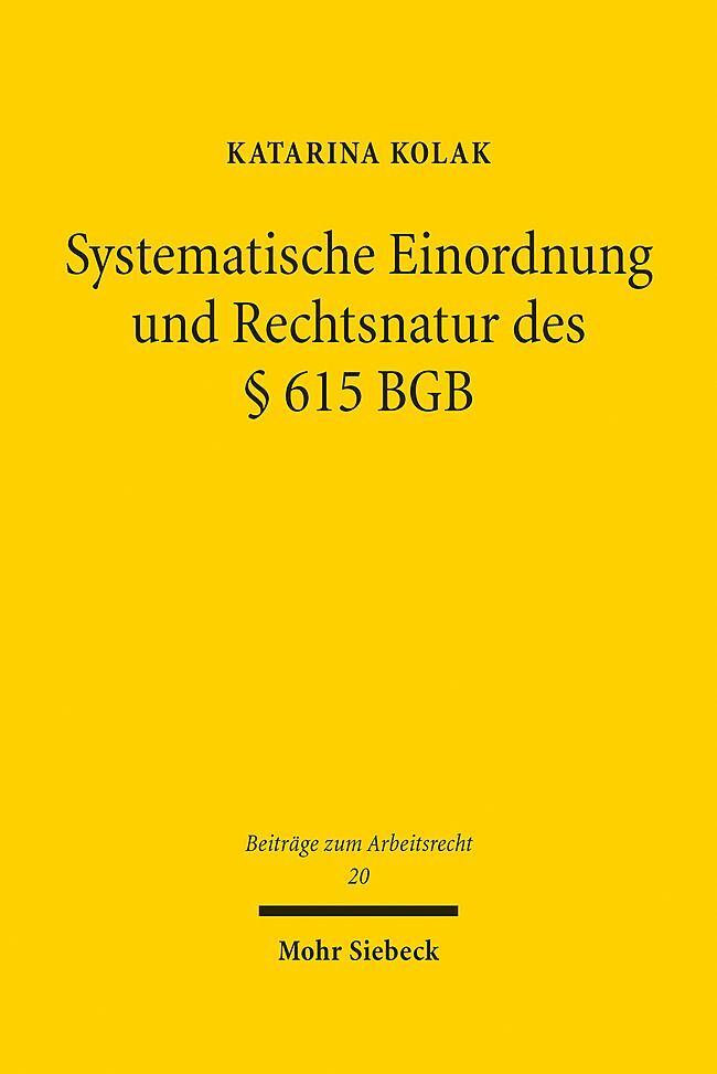 Systematische Einordnung und Rechtsnatur des § 615 BGB main product photo