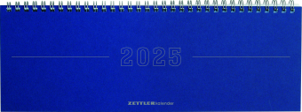Zettler - Tisch-Querkalender Papyrus 2025 blau, 29,7x10,5cm, Bürokalender mit 112 Seiten, Monatsübersicht, Notizbereich, Mondphasen, Jahresübersicht, Ringbindung und deutsches Kalendarium