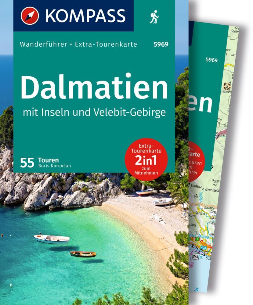 KOMPASS Wanderführer Dalmatien mit Inseln, Velebit-Gebirge und Plitvicer Seen, 55 Touren mit Extra-Tourenkarte main product photo