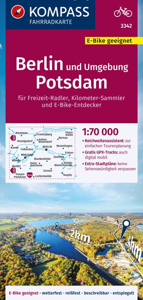 KOMPASS Fahrradkarte 3342 Berlin und Umgebung, Potsdam 1:70.000 main product photo