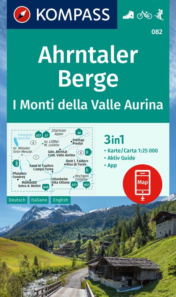 KOMPASS Wanderkarte 082 Ahrntaler Berge / I Monti della Valle Aurina 1:25.000 main product photo