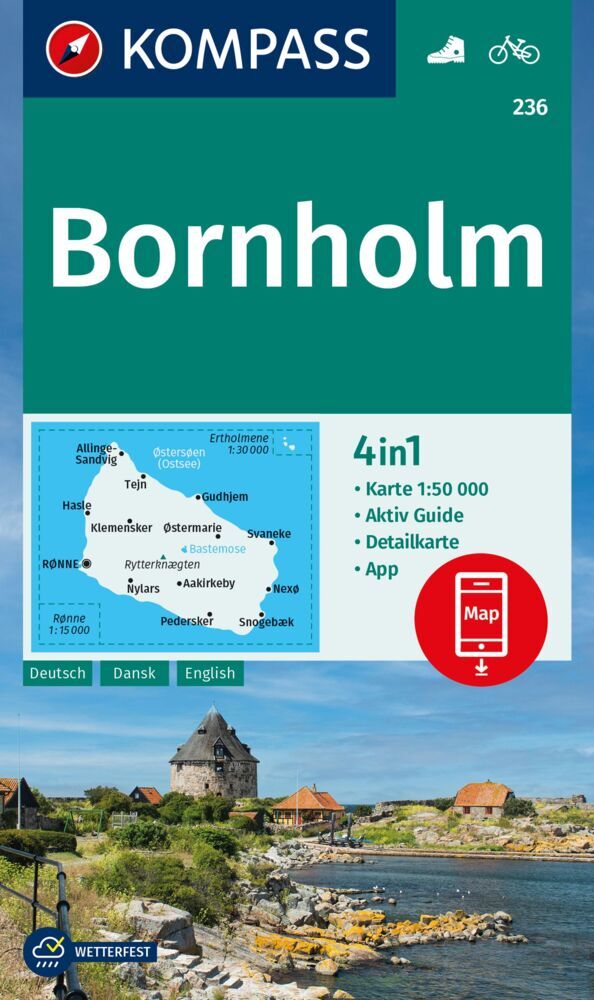 KOMPASS Wanderkarte 236 Bornholm 1:50.000 main product photo