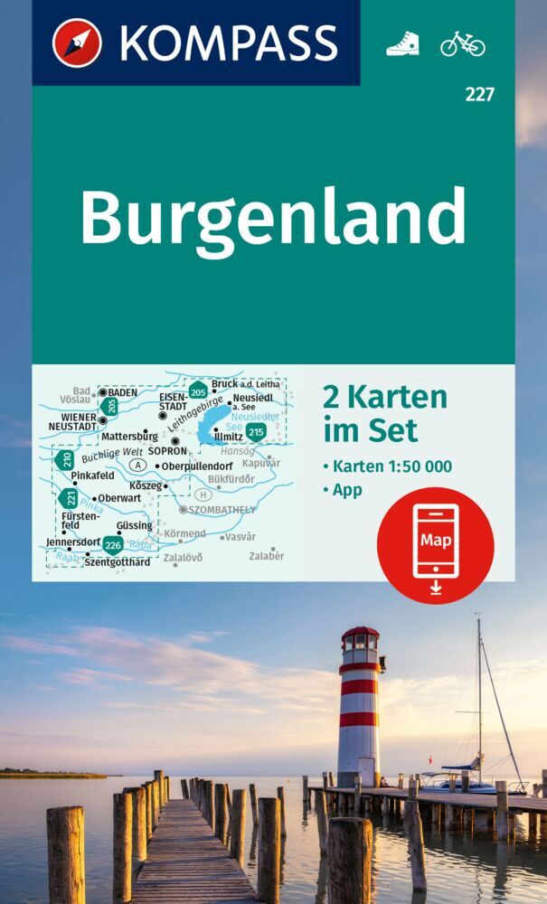 KOMPASS Wanderkarten-Set 227 Burgenland (2 Karten) 1:50.000 main product photo