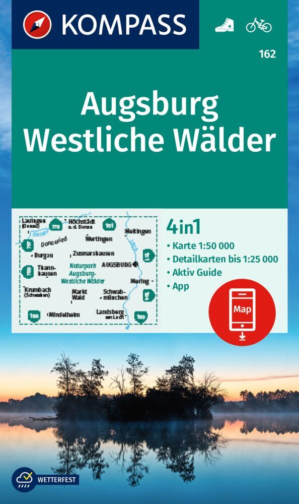 KOMPASS Wanderkarte 162 Augsburg, Westliche Wälder 1:50.000 main product photo