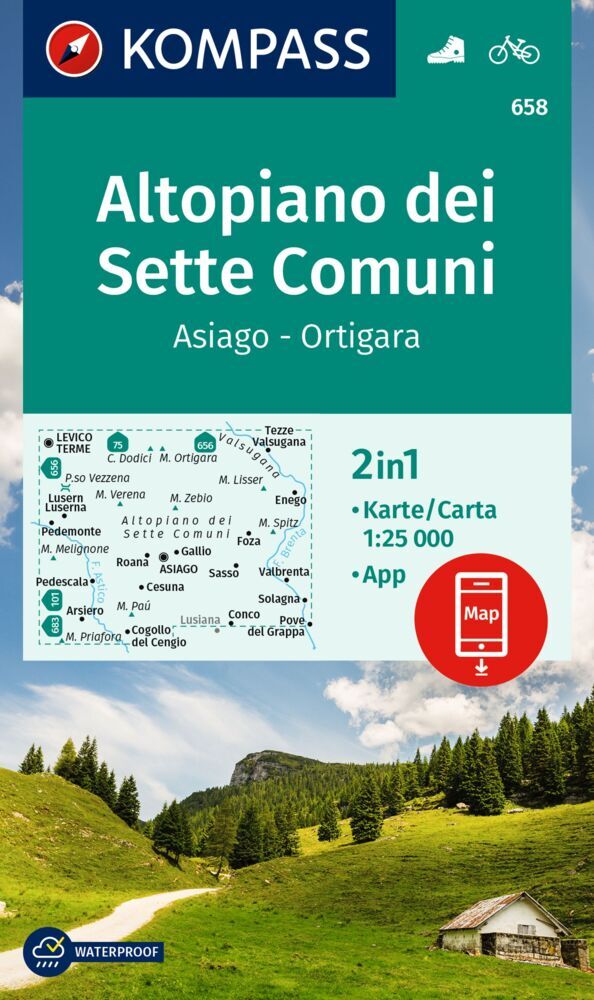 KOMPASS Wanderkarte 658 Altopiano dei Sette Comuni, Asiago - Ortigara 1:25.000 main product photo