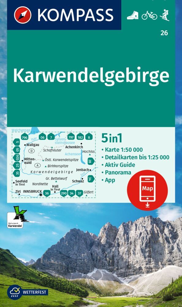 KOMPASS Wanderkarte 26 Karwendelgebirge 1:50.000 main product photo