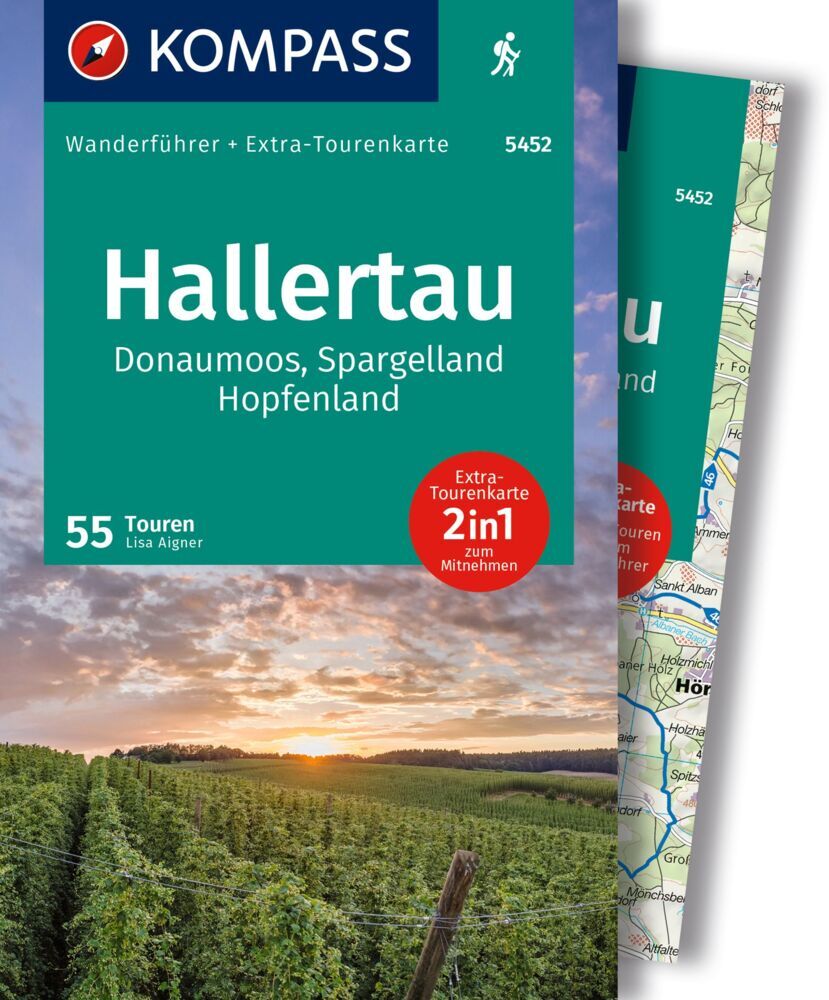 KOMPASS Wanderführer Hallertau, Donaumoos, Spargelland, Hopfenland, 55 Touren mit Extra-Tourenkarte main product photo