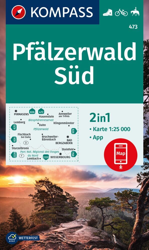 KOMPASS Wanderkarte 473 Pfälzerwald Süd 1:25.000 main product photo