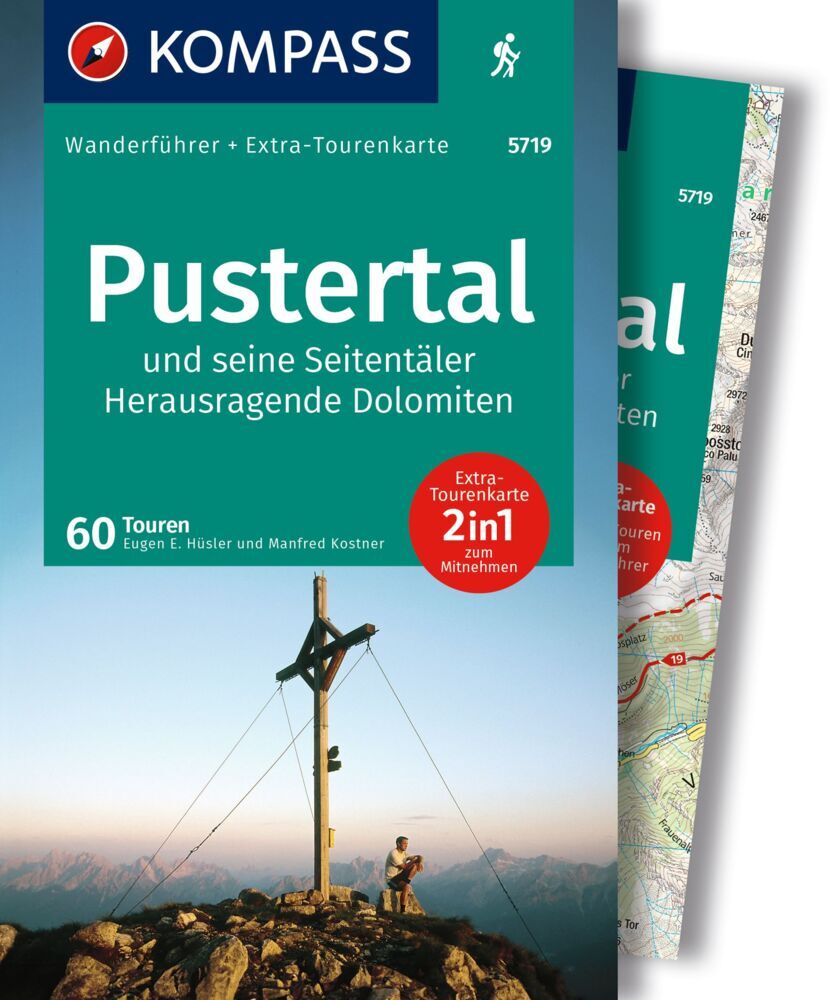 KOMPASS Wanderführer Pustertal und seine Seitentäler, Herausragende Dolomiten, 60 Touren mit Extra-Tourenkarte main product photo