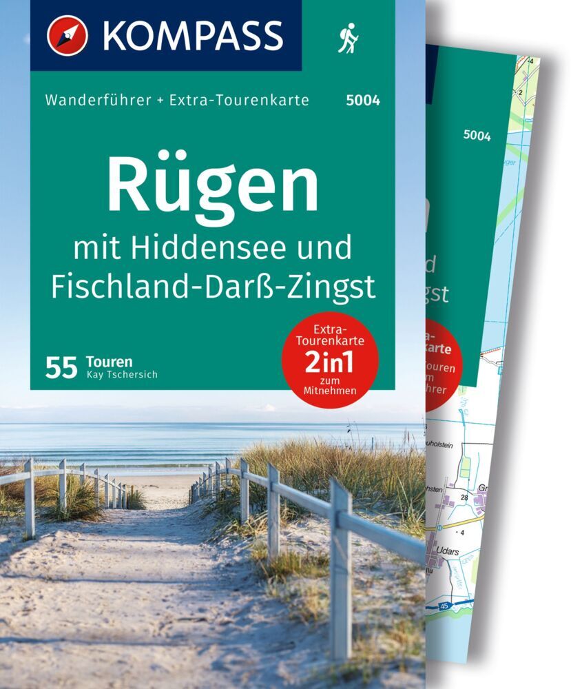 KOMPASS Wanderführer Rügen, mit Hiddensee und Fischland-Darß-Zingst, 55 Touren mit Extra-Tourenkarte main product photo