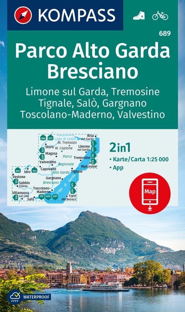KOMPASS Wanderkarte 689 Parco Alto Garda, Bresciano, Limone sul Garda, Tremosine, Tignale, Salò, Gargnano, Toscolano Maderno, Valvestino 1:25.000 main product photo