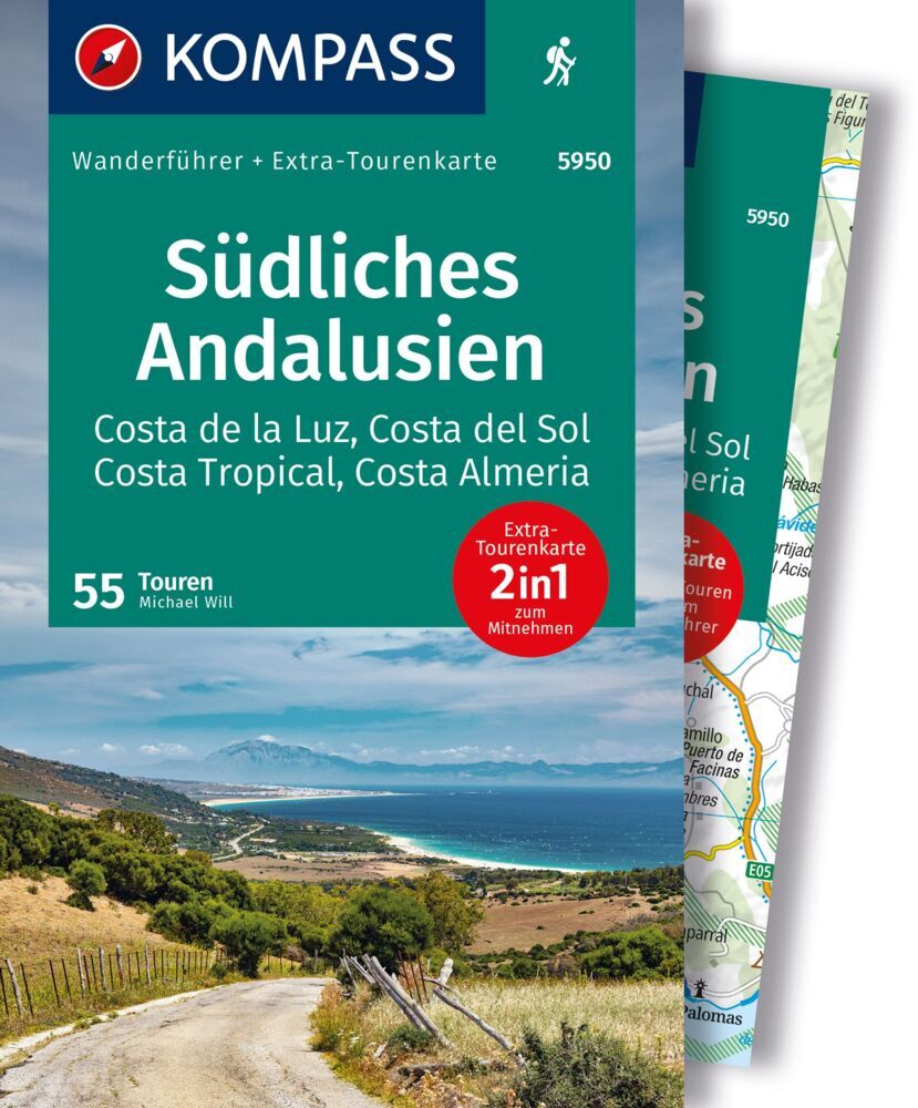 KOMPASS Wanderführer Südliches Andalusien, Costa de la Luz, Costa del Sol, Costa Tropical und Costa Almeria, 55 Touren mit Extra-Tourenkarte main product photo
