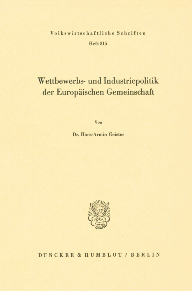 Wettbewerbs- und Industriepolitik der Europäischen Gemeinschaft. main product photo