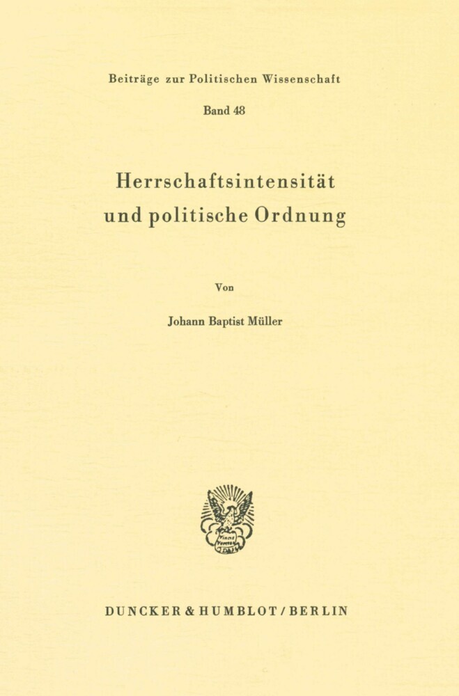 Herrschaftsintensität und politische Ordnung. main product photo