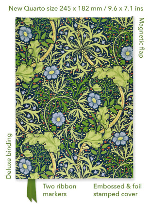 Premium Notizbuch Quartformat: William Morris, Meeresalgen Tapetendesign