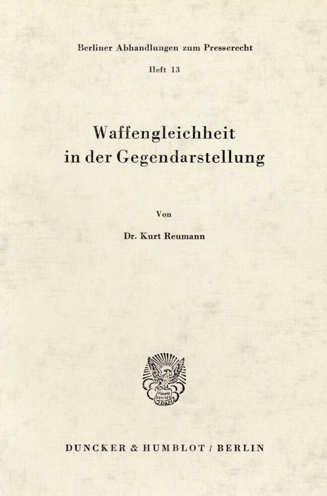 Waffengleichheit in der Gegendarstellung. main product photo