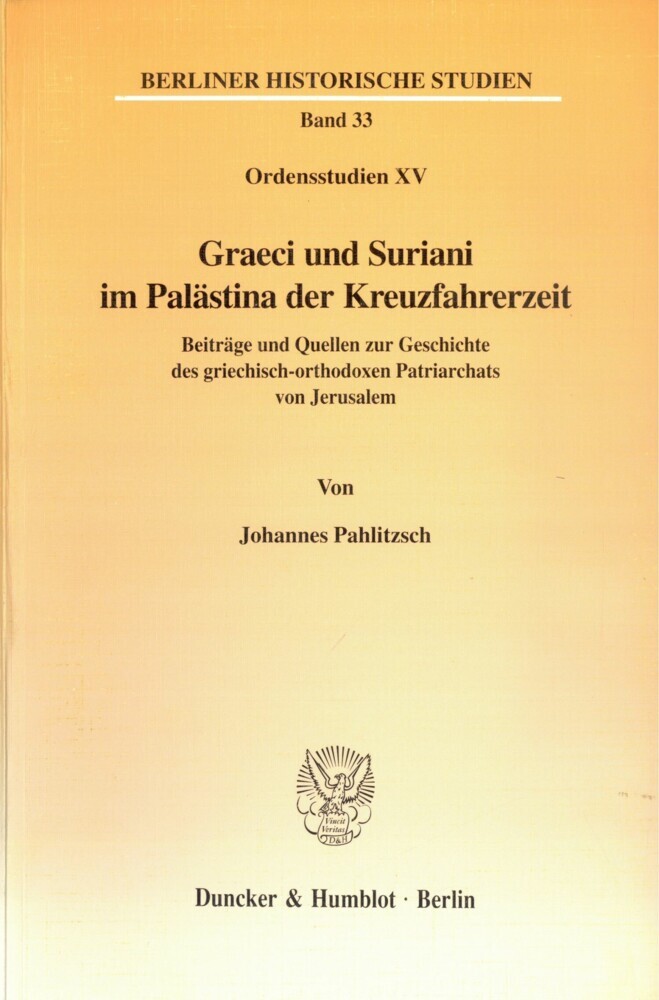 Graeci und Suriani im Palästina der Kreuzfahrerzeit. main product photo