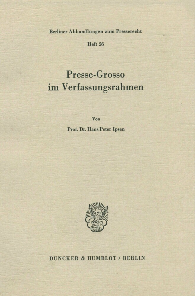 Presse-Grosso im Verfassungsrahmen. main product photo