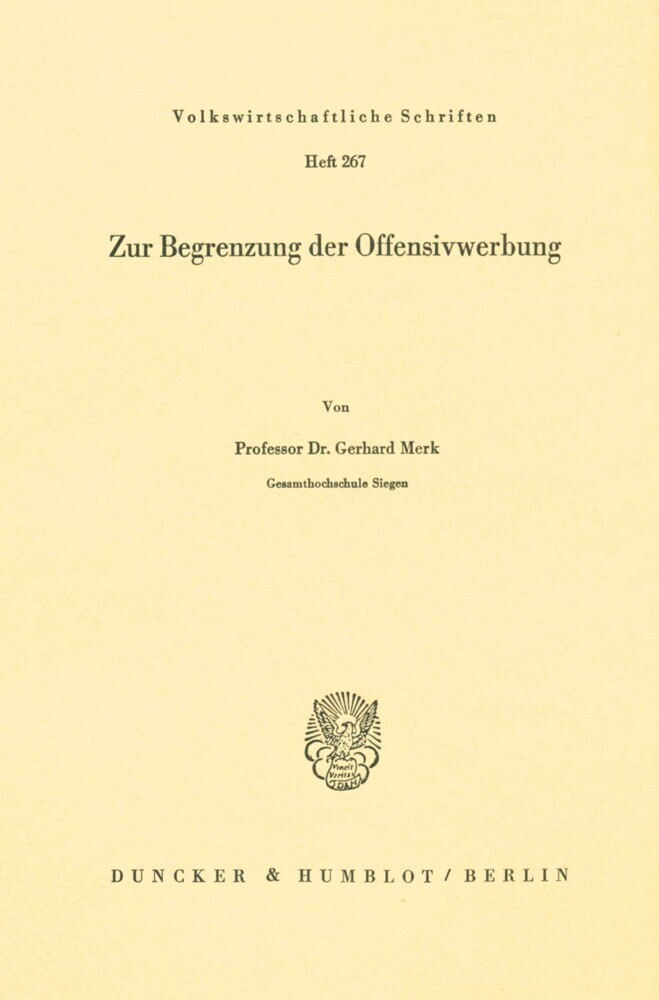 Zur Begrenzung der Offensivwerbung. main product photo