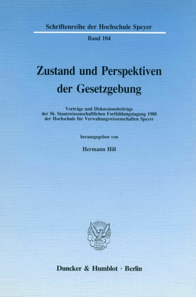 Zustand und Perspektiven der Gesetzgebung. main product photo