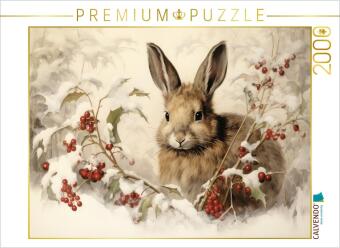 CALVENDO Puzzle Hase im Schnee | 2000 Teile Lege-Größe 90x67...