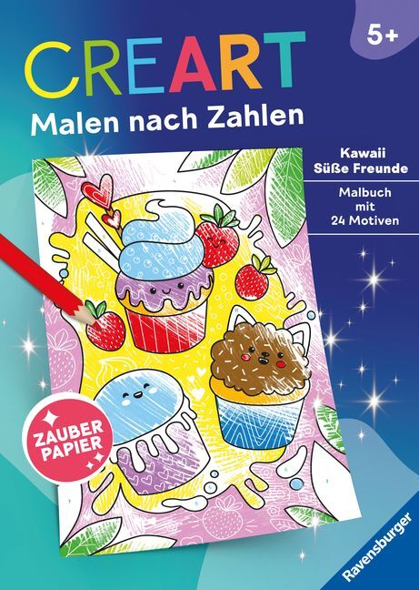 CreArt Malen nach Zahlen ab 5 - Zauberpapier: Kawaii Süße Freunde main product photo