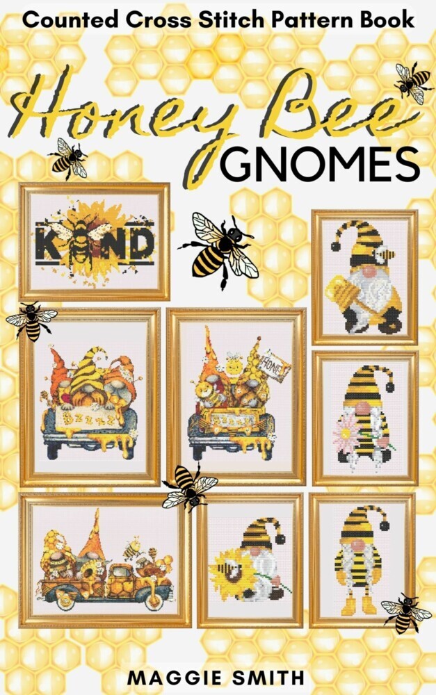Honey Bee Gnomes Counted Cross Stitch Pattern Book main product photo
