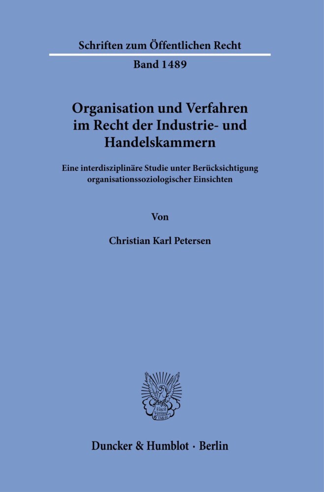 Organisation und Verfahren im Recht der Industrie- und Handelskammern. main product photo