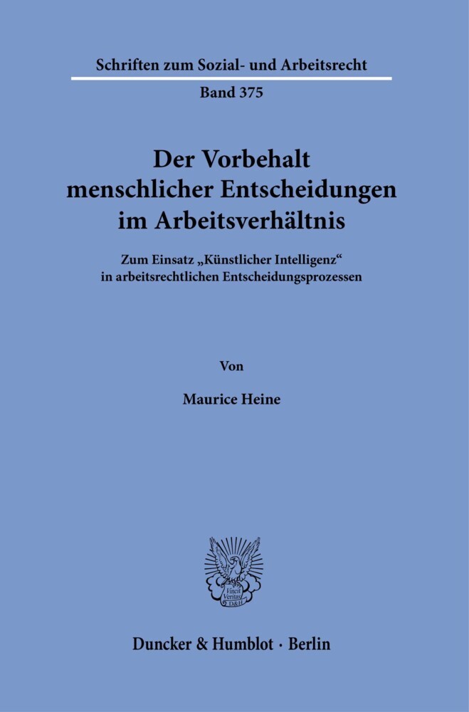 Der Vorbehalt menschlicher Entscheidungen im Arbeitsverhältnis. main product photo