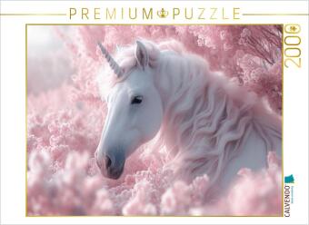 CALVENDO Puzzle Rosa Träumerei: Ein Einhorn im Blütenrausch ...