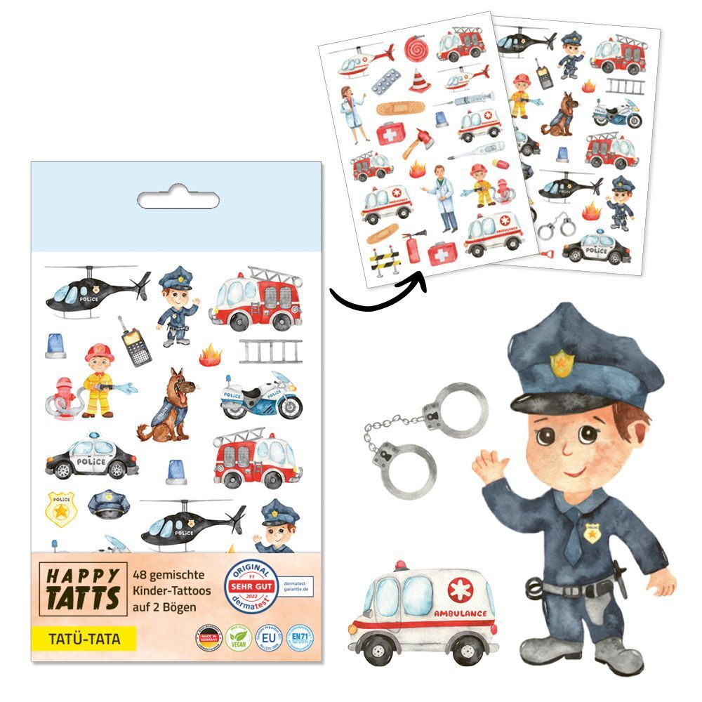 HAPPY TATTS, Kinder-Tattoos, 'Tatü-Tata' (48 Stk.) main product photo