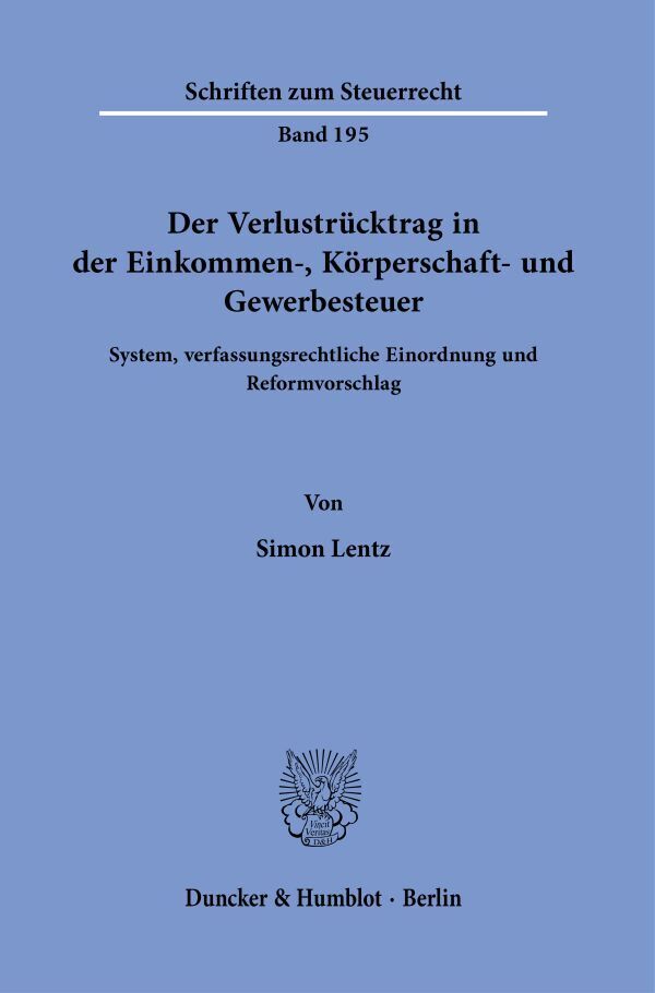 Der Verlustrücktrag in der Einkommen-, Körperschaft- und Gewerbesteuer. main product photo