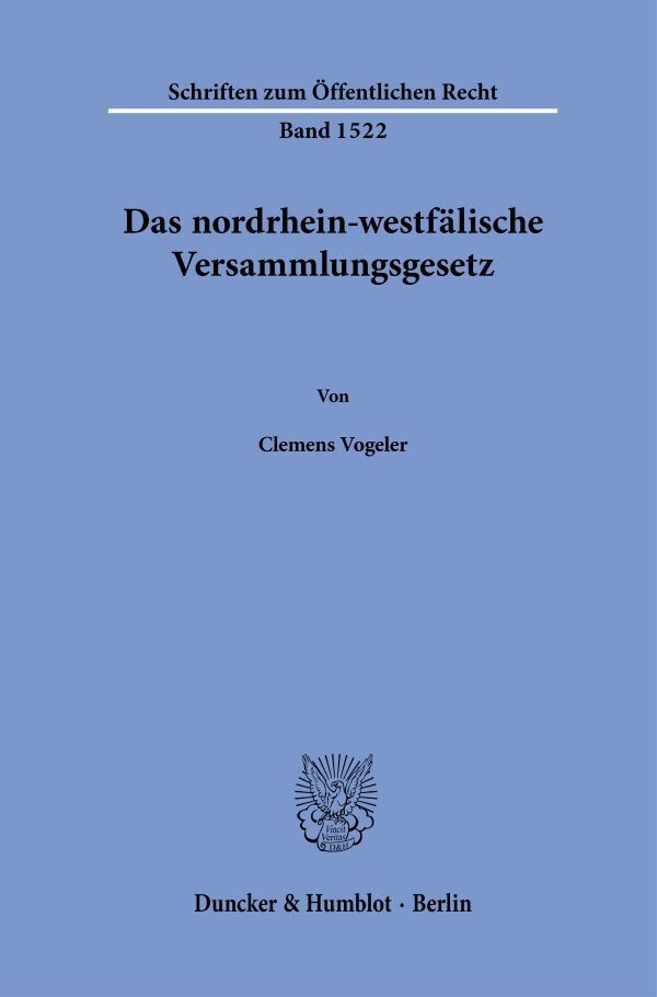 Das nordrhein-westfälische Versammlungsgesetz. main product photo